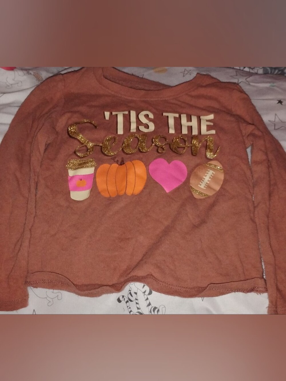 Baby/Infant Girls Rust Orange Long Sleeve 'Tis The Season Graphic Shirt